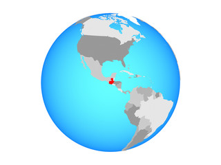 Guatemala on blue political globe. 3D illustration isolated on white background.