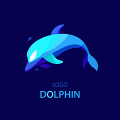 Whale logo. Abstract emblems and logo design templates in bright gradient colors