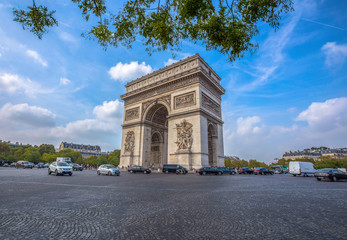 Fototapeta na wymiar PARIS, FRANCE, SEPTEMBER 5, 2018 - Arch of Triumph in Paris, France