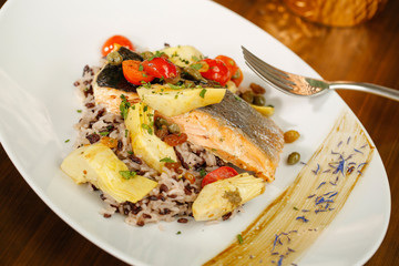 Plate with delicious fish