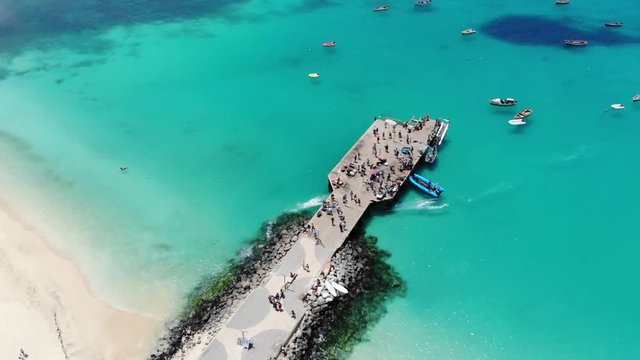  Aerial view of the Fishermans pier at Santa Maria beach in Sal Cape Verde - Cabo Verde
