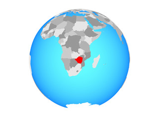 Zimbabwe on blue political globe. 3D illustration isolated on white background.