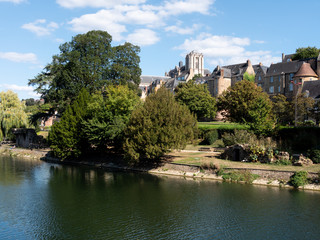 City of Le Mans, crossed by the Sarthe River.