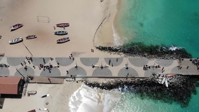  Aerial view of the Fishermans pier at Santa Maria beach in Sal Cape Verde - Cabo Verde