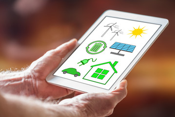 Clean energy concept on a tablet