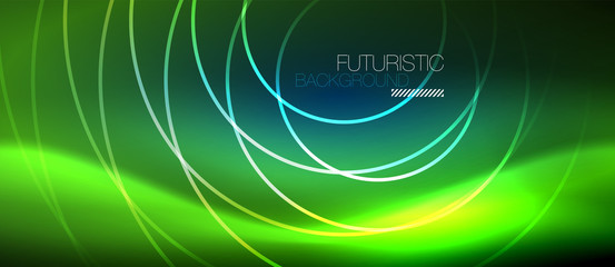 Neon glowing circles background