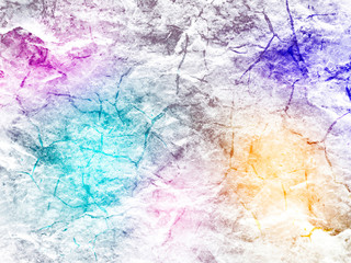 Multi colored abstract creative background with stone texture. Light background with spots of violet, turquoise, orange and blue colors and gradients of their halftones.