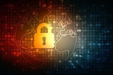 2d illustration Safety concept: Closed Padlock on digital background