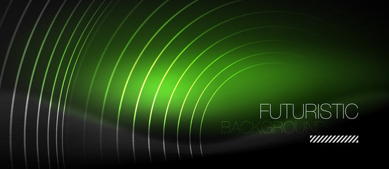 Dark abstract background with glowing neon circles