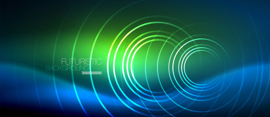 Neon glowing circles background