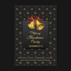 Fototapeta na wymiar Invitation card for a Christmas party. Design template with xmas hand-drawn graphic illustrations. Greeting card with the New Year and Christmas holidays.