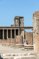 Obraz premium Ancient city of Pompeii, Italy. Roman town destroyed by Vesuvius volcano.