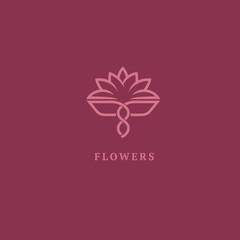 Vector luxury flower logo design. Ornate floral wedding sign. Modern simple premium design vector element. Emblem luxury beauty spa saloon, cosmetics, jewelry, flower shop, restaurant, garden.