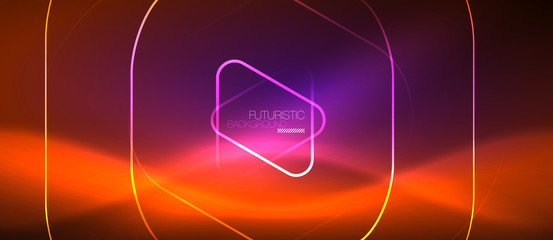 Color shiny neon lights background with abstract lines