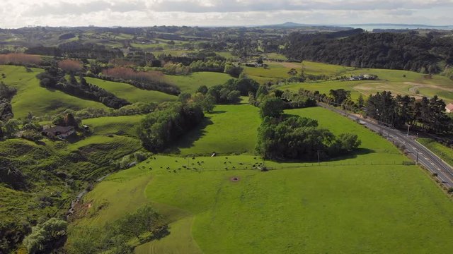 Aerial view of Clevedon region of New Zealand