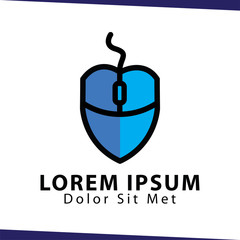 Mouse shield logo icon vector template. mouse art technology logo