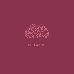 Vector luxury flower logo design. Ornate floral wedding sign. Modern simple premium design vector element. Emblem luxury beauty spa saloon, cosmetics, jewelry, flower shop, restaurant, garden.