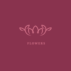 Vector luxury flower logo design. Ornate floral wedding sign. Modern simple premium design vector element. Emblem luxury beauty spa saloon, cosmetics, jewelry, flower shop, restaurant, garden.