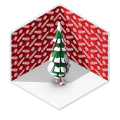 3d isometric illustration rendering of Christmas tree