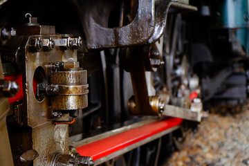 closeup wheels of the train