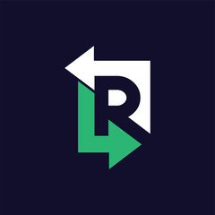 R Letter Arrow logo icon vector template