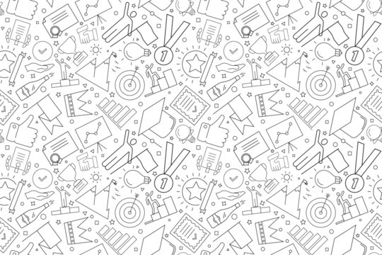 Success background from line icon. Linear vector pattern. Vector illustration
