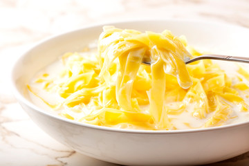 Tagliatelle pasta with milk - italian desert