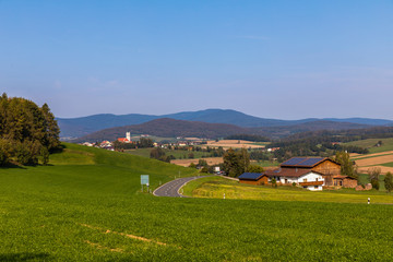 Fototapeta na wymiar Way to a German village, Bavaria.