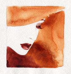 beautiful woman. fashion illustration. watercolor painting
