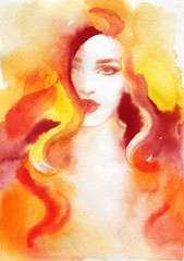 beautiful woman. fashion illustration. watercolor painting
