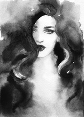 beautiful woman. fashion illustration. watercolor painting
