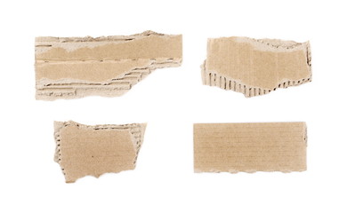 Blank cardboard price tags tied with string isolated on white background, top view