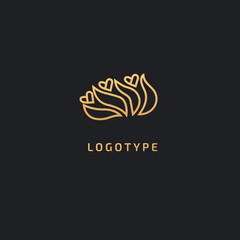 Fototapeta premium Vector luxury flower logo design. Ornate floral wedding sign. Modern simple premium design vector element. Emblem luxury beauty spa saloon, cosmetics, jewelry, flower shop, restaurant, garden.