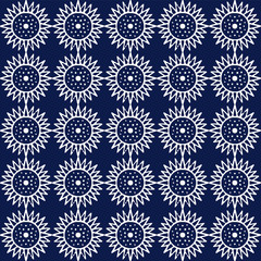 Indigo blue hand drawn vector seamless pattern. Porcelain - style surface design for fabric, wrapping paper or backdrop.