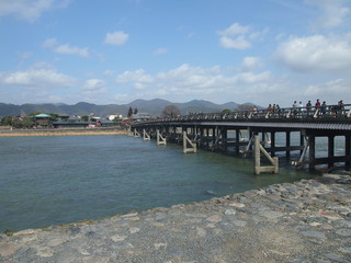 Fototapeta na wymiar A typical Japanese bridge near Kyoto.