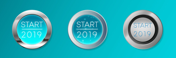Buttonset zum Start 2019 blau metallisch
