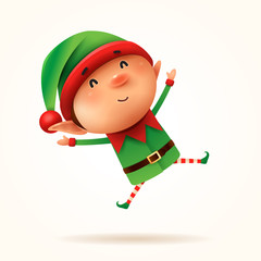 Little elf jumps. Isolated.