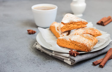 Pumpkin scones with cinnamon and anise.