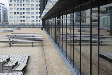 rest area outside modern building