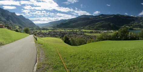 Valley around Flums seen from the Walenstadtberg, Swiss Alps