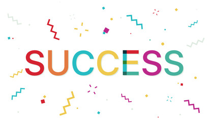 Success colorful banner with confetti