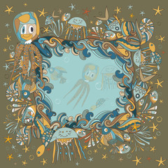 Frame with ocean life