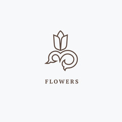 Vector luxury flower logo design. Ornate floral wedding sign. Modern simple premium design vector element. Emblem luxury beauty spa saloon, cosmetics, jewelry, flower shop, restaurant, garden.