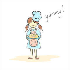 Girl baked cake