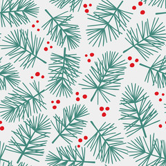 Vector seamless pattern with conifers branches