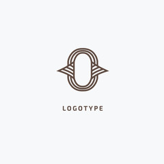Monogram design elements, graceful template. Calligraphic elegant logo design. O logo line art monogram. Letter O on a dark background. Letter O vector logo. Business sign, identity, label, badge.