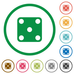 Domino five flat icons with outlines