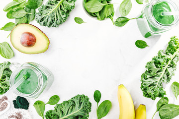 Fresh made green smoothie in bottle