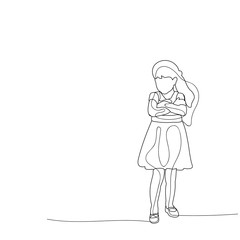  isolated, sketch of simple lines girl