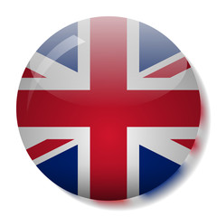 Fototapeta premium UK flag glass button vector illustration
